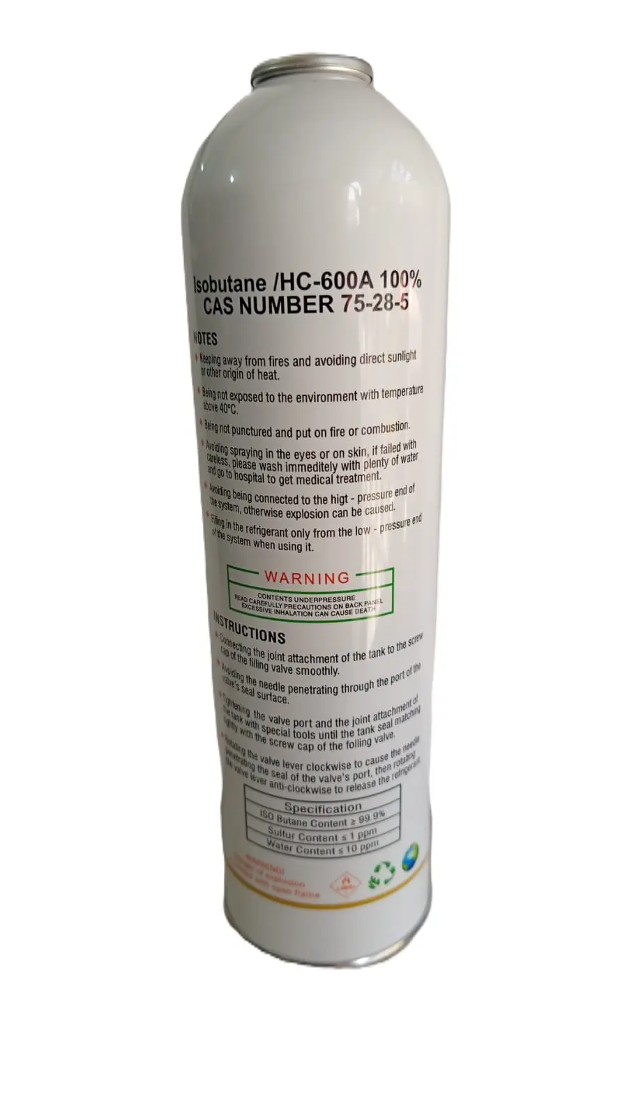 GAS REFRIGERANTE R600a 420Gr CKD91717