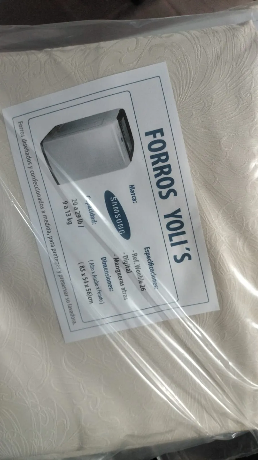 FORRO BEIGE WOOBLE 26 DIGITAL MANGUERA ATRAS 20-29LB 9-13KG (85x54x56)CM LAVADORA SAMSUNG CKD91789