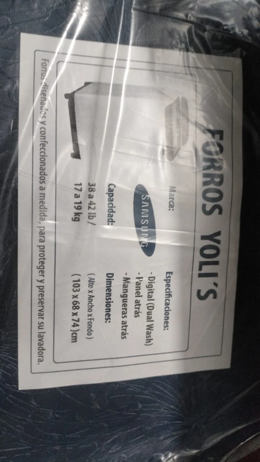 FORRO DUAL WASH- PANEL ATRÁS 38-42LB/17-19KG LAVADORA SAMSUNG DIGITAL, AZUL (103 x 68 x 74) CM CKD90459