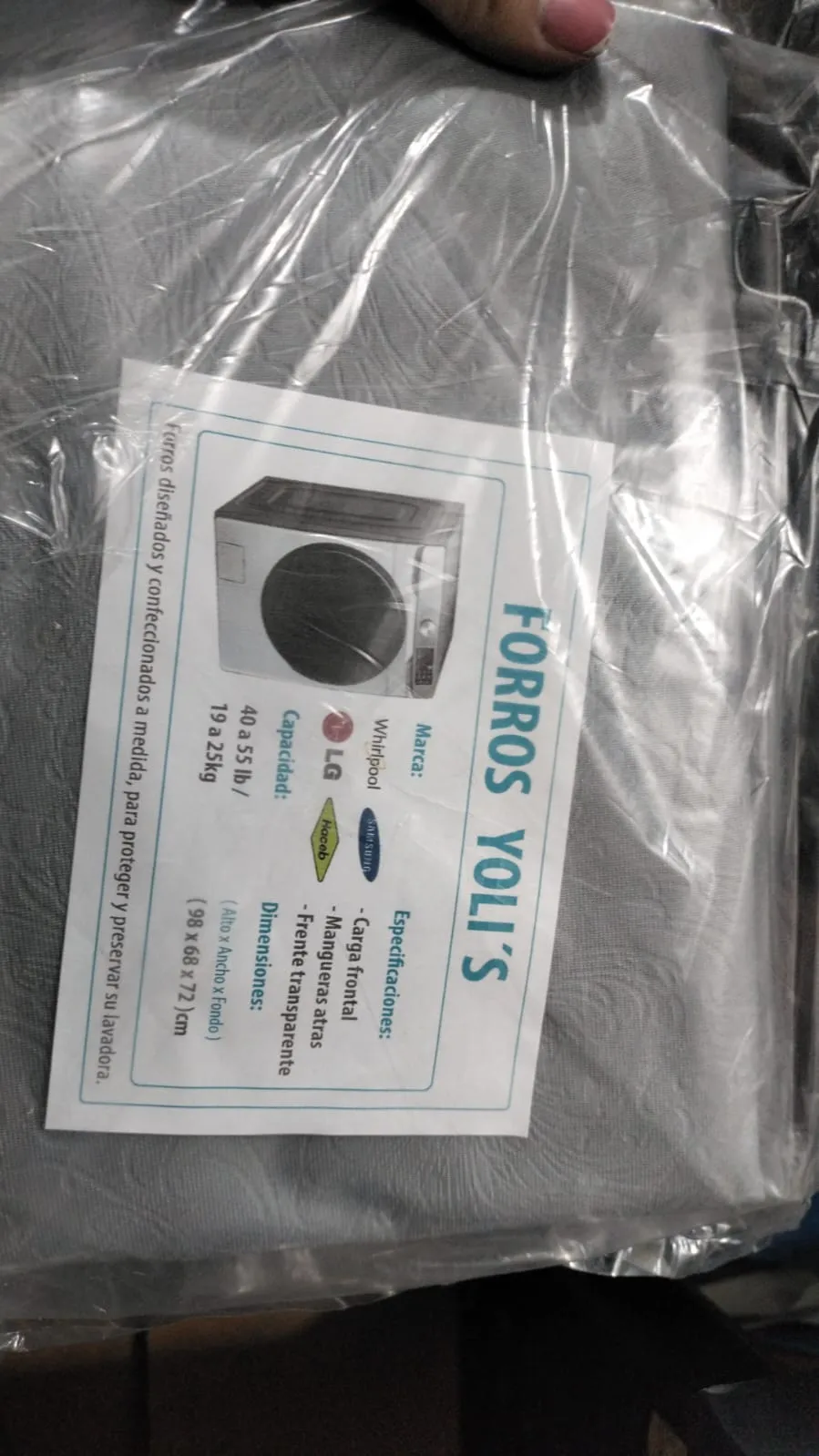 FORRO GRIS CARGA FRONTAL MANGUERA ATRAS FRENTE TRANSPARENTE (98X68X72) 40-55LB 19-25KG CKD91778 