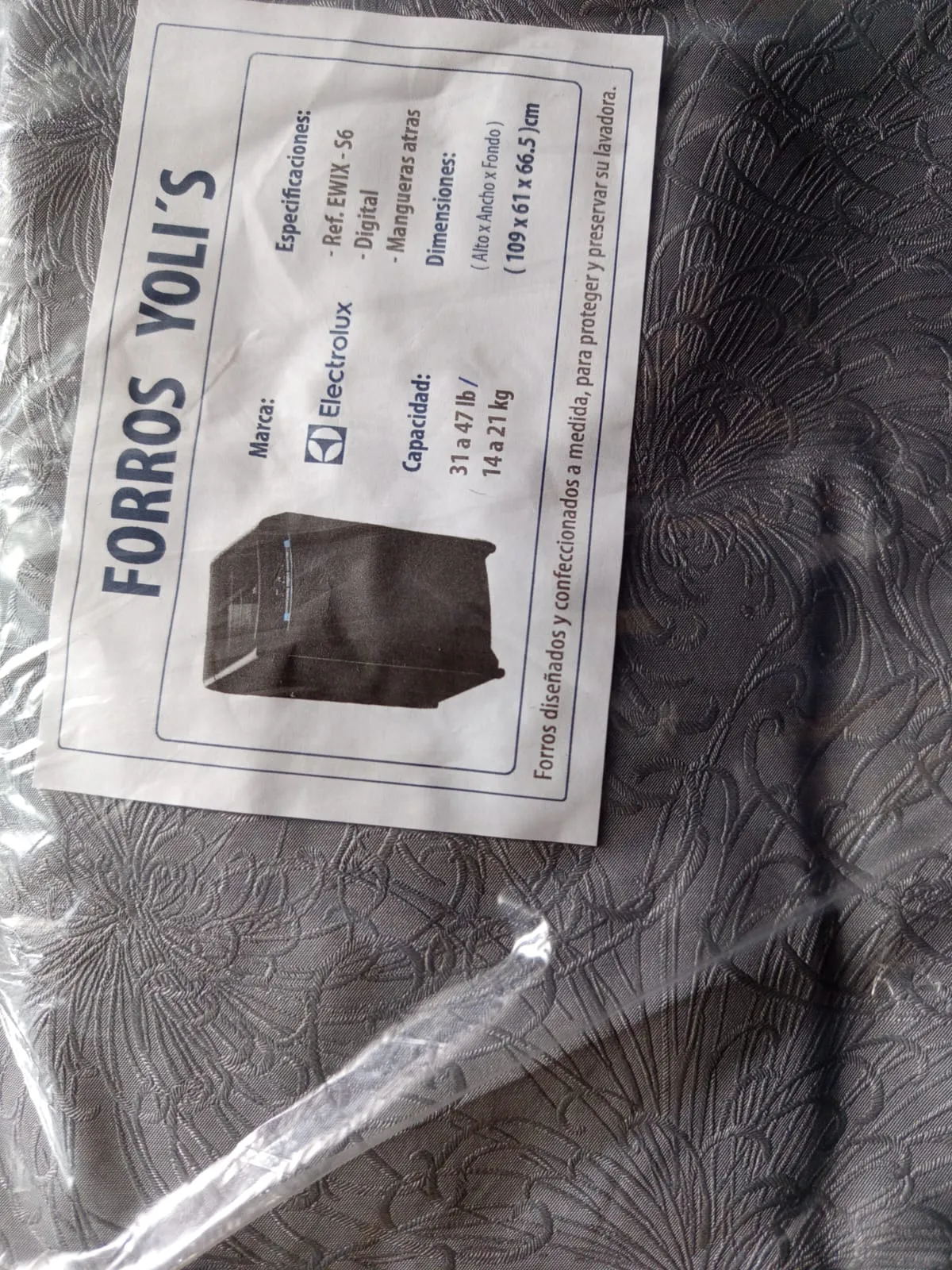 FORRO GRIS REF EWIX S6 DIGITAL MANGUERA ATRAS 31-47LB 14-21KG (109X61X66.5) CM LAVADORA ELECTROLUX CKD91750