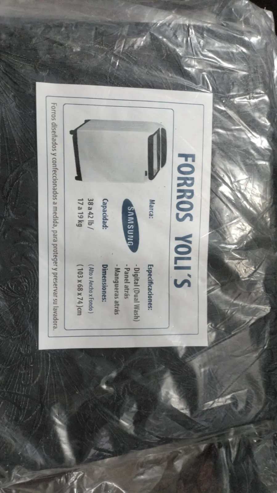 FORRO NEGRO DUAL WASH DIGITAL PANEL Y MANGUERAS ATRÁS 38-42LB/17-19KG (103X68X74) CM LAVADORA SAMSUNG CKD91759 