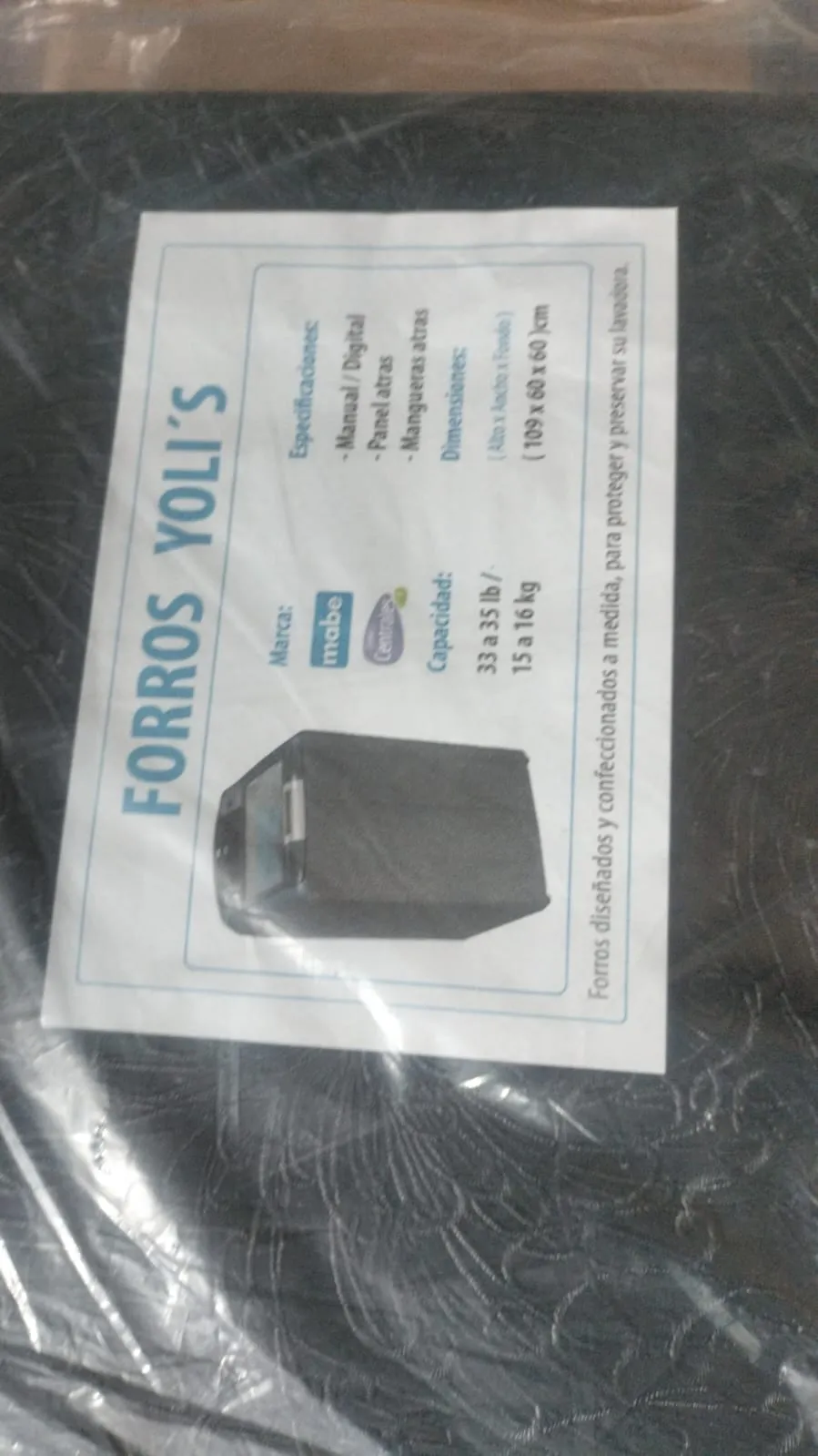 FORRO NEGRO MANUAL-DIGITAL PANEL Y MANGUERAS ATRÁS 33-35LB 15-16KG (109X60X60) CM LAVADORA MABE CENTRALES CKD91792