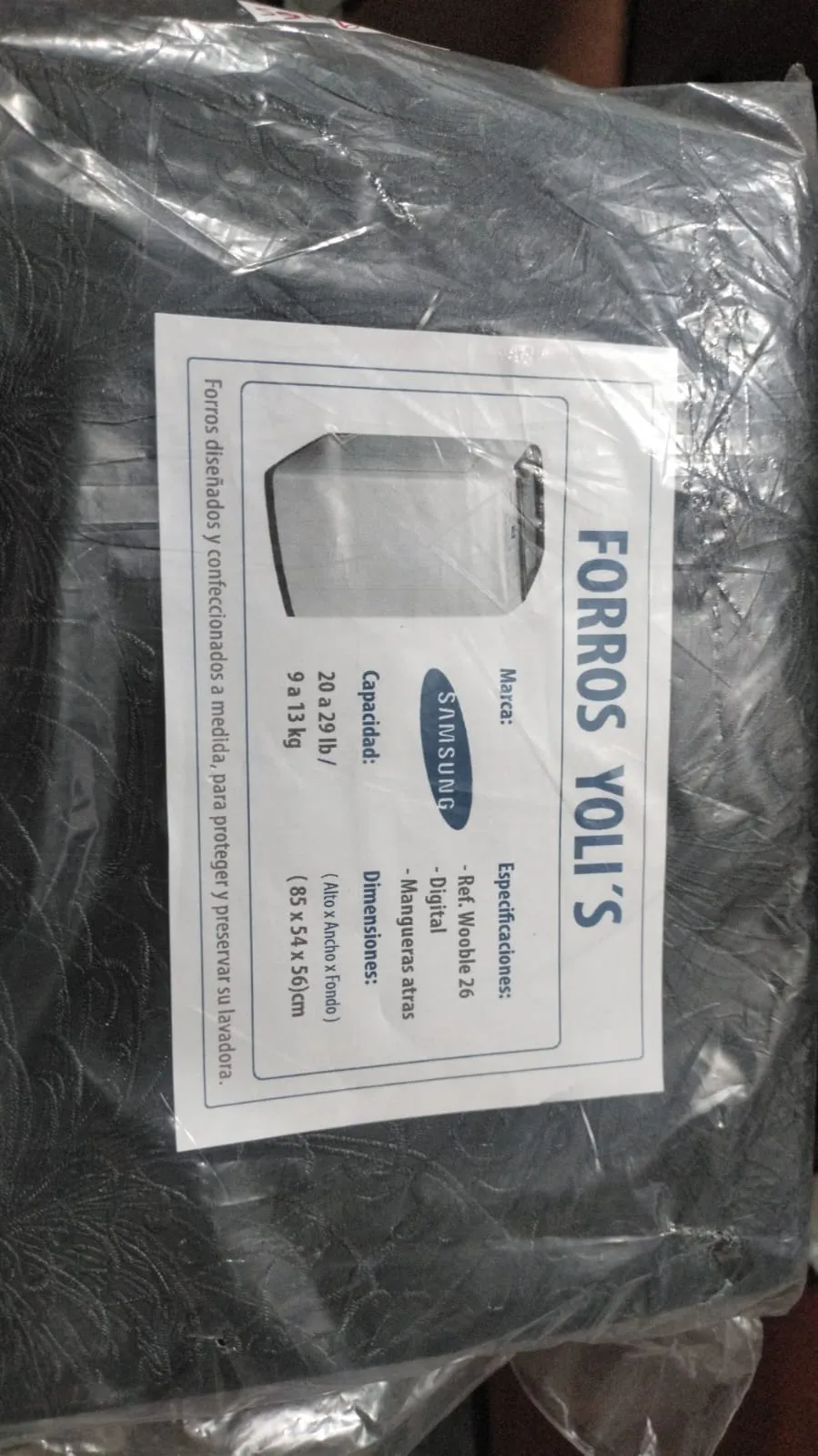 FORRO NEGRO WOOBLE 26 DIGITAL MANGUERA ATRAS 20-29LB 9-13KG (85x54x56)CM LAVADORA SAMSUNG CKD91765 